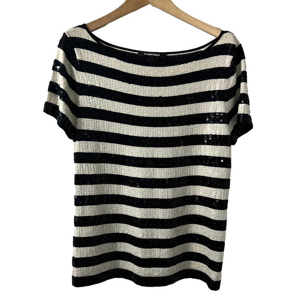 Bling Velvet Sequin Short Sleeve- Off White